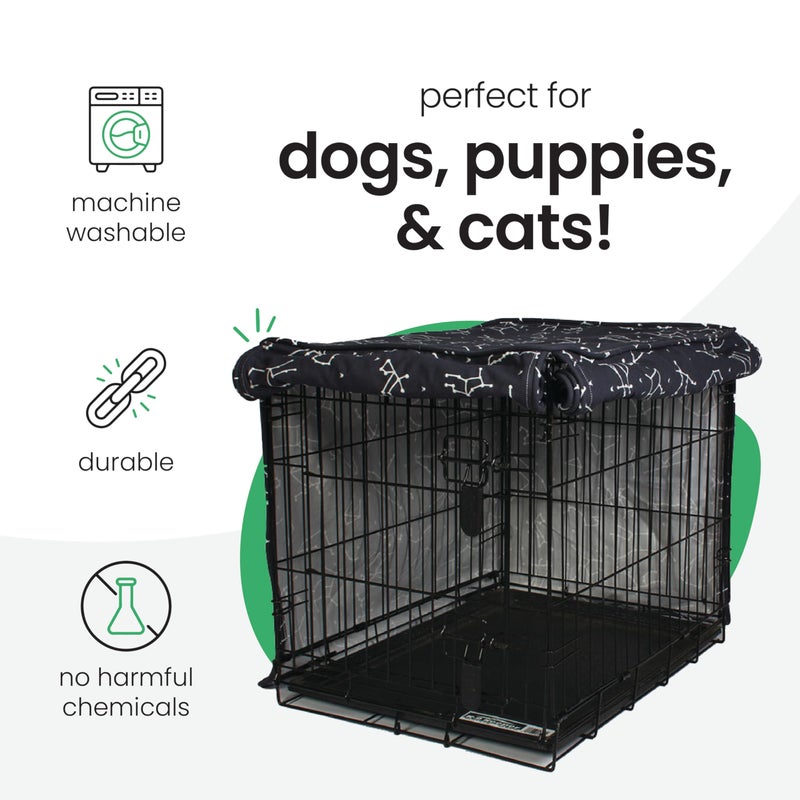 Molly Mutt Rocketman Dog Crate Cover, 100% Cotton Canvas Cover with 2 Roll-Up Panels, Ideal for Dog or Cat Crate, Durable, Washable, and Free of Harmful Chemicals, 30" x 19" x 21" - Image 3